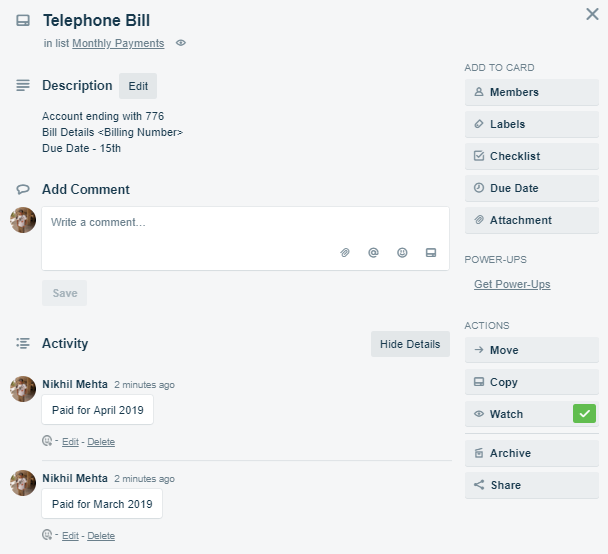 A trello card depicting how the content can be organized 