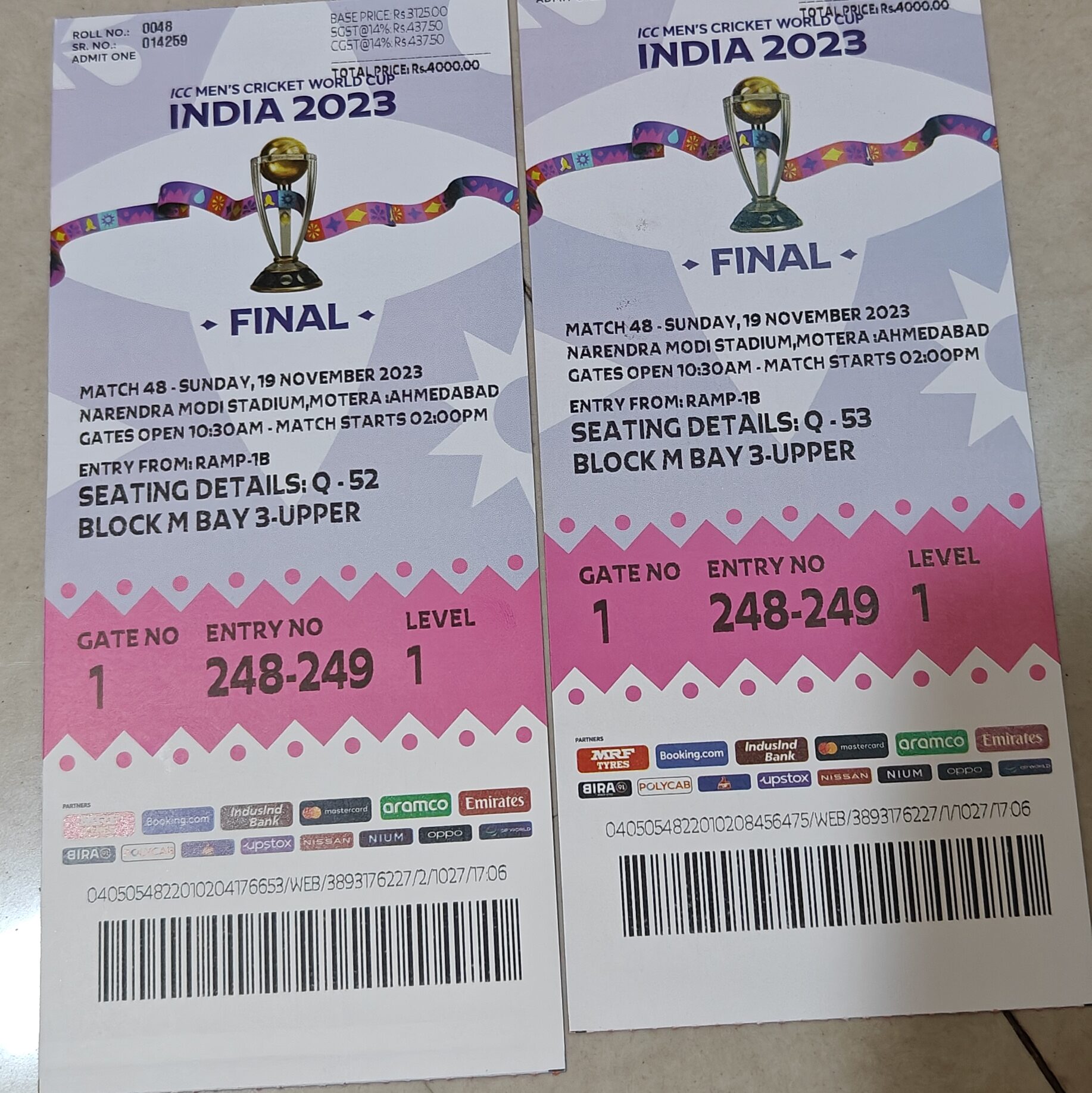 
Cricket World Cup 2023 Final Tickets